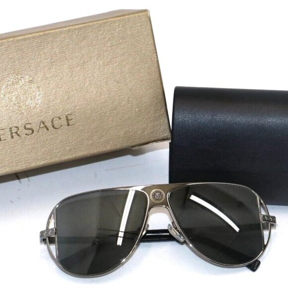Versace MOD. 2213 1001/6G Silver Mirrored Sunglasses 57-13 140 3N - Picture 1 of 16